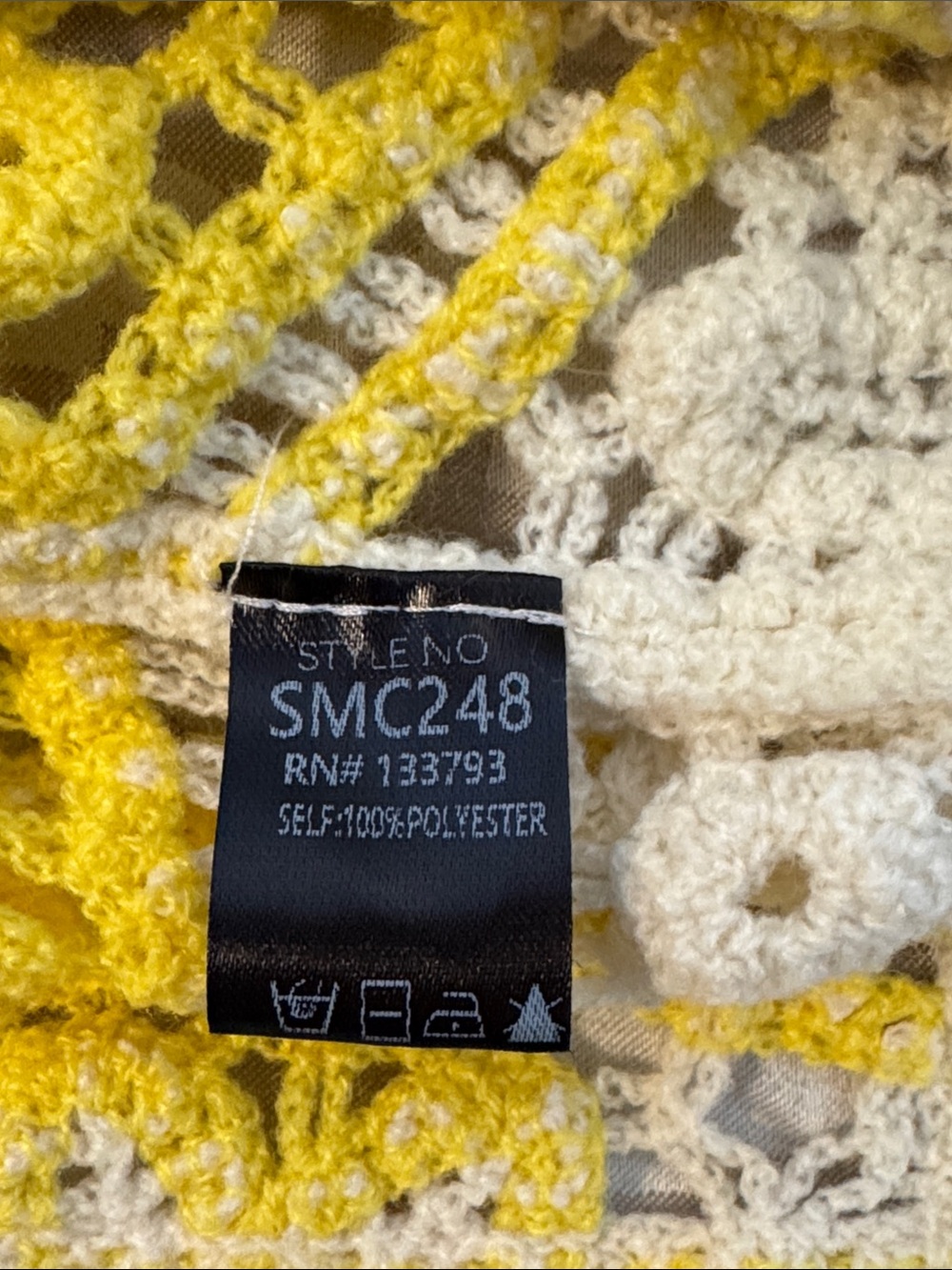 POL Crochet Open-Front Sweater in Yellow and Cream - Picture 3 of 5